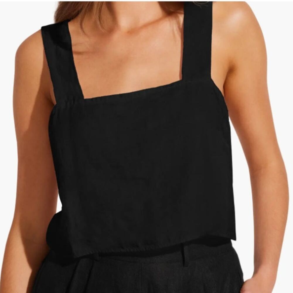 VITAMIN A BLACK TALLOWS LINEN TOP SIZE L NWT